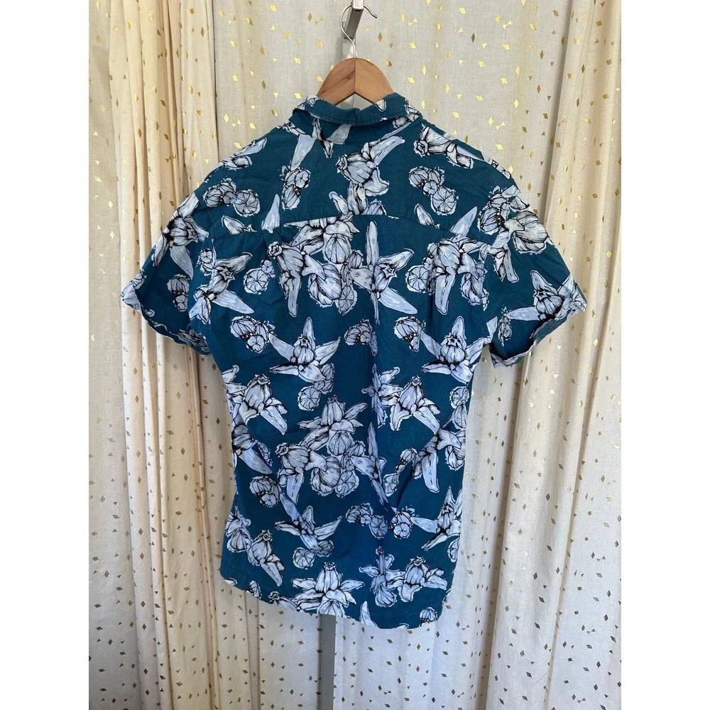 Kahulale'a Men's 100% Cotton Hawaiian Designer Floral Button Down Shirt L